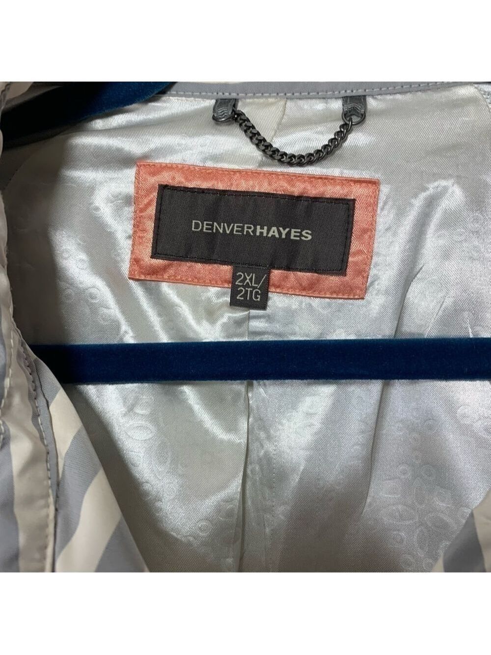 D Hayes Trench Coat Windbreaker Sz 2XL Gray White Striped Water repellant - Picture 10 of 16